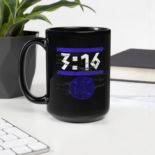 3:16-DARK BLUE-15oz Black Glossy Mug