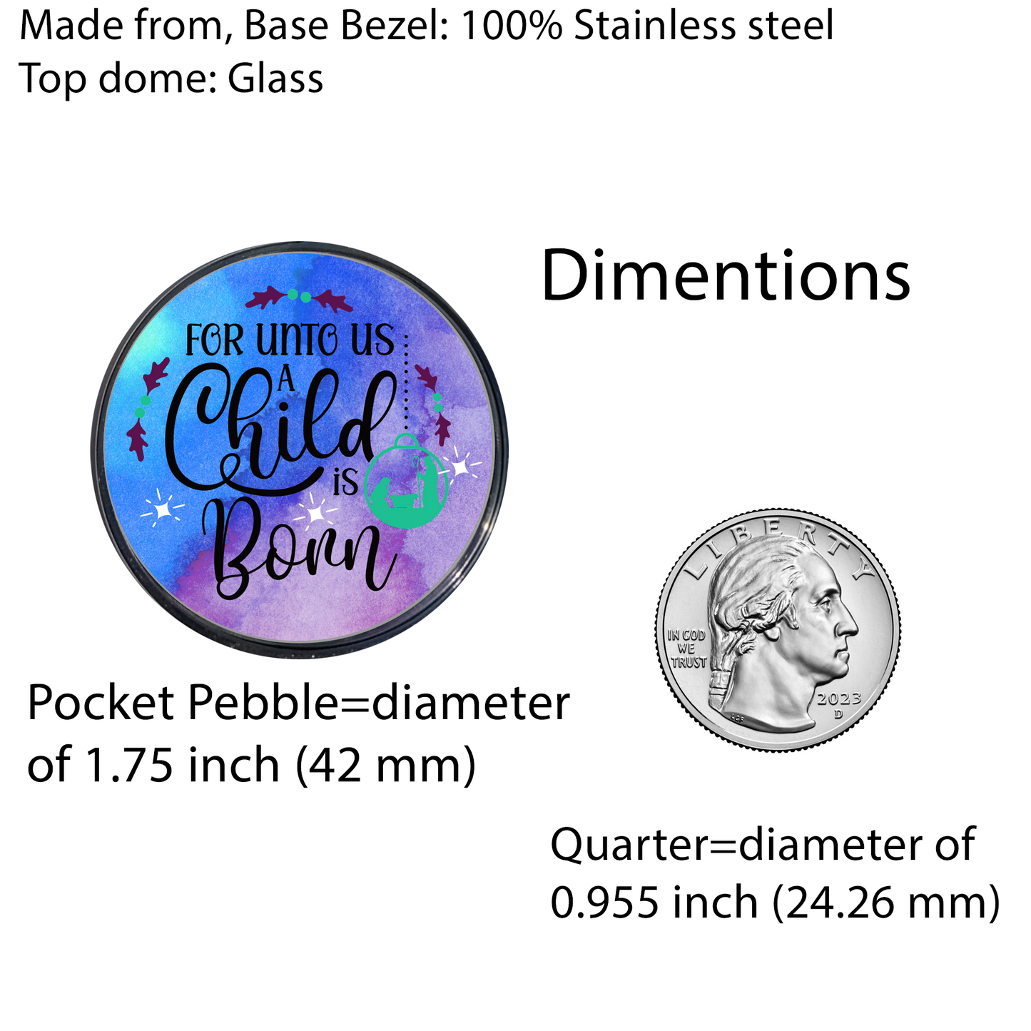 A CHILD IS BORN-BLUE CHRISTMAS-POCKET PEBBLE