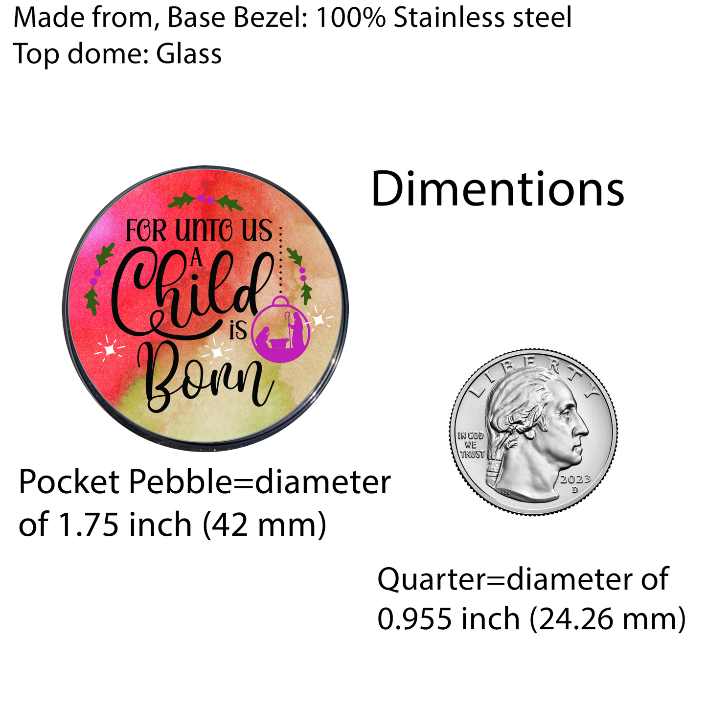 A CHILD IS BORN-RED-CHRISTMAS POCKET PEBBLE