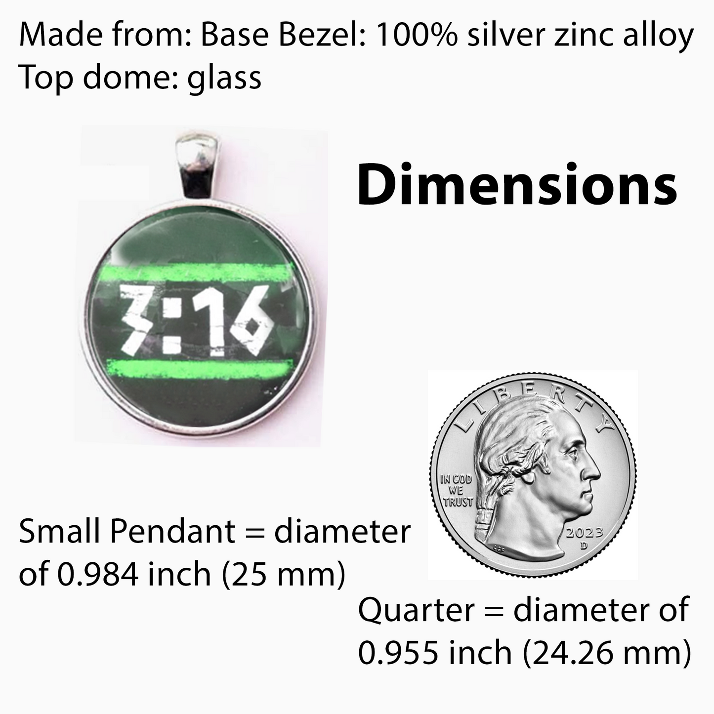 3:16-GREEN-SMALL PENDANT