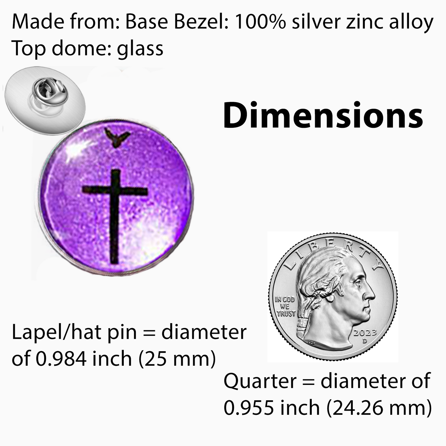 DOVE AND CROSS-PURPLE-LAPEL/HAT PIN