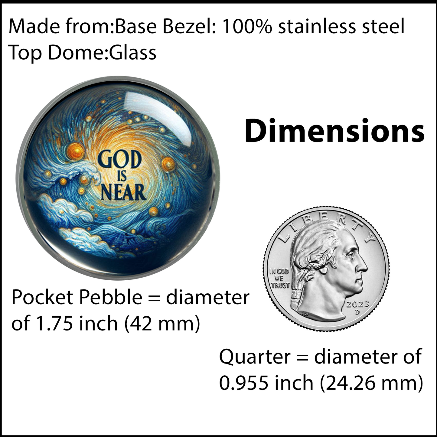 GOD IS NEAR-BLUE-POCKET PEBBLE