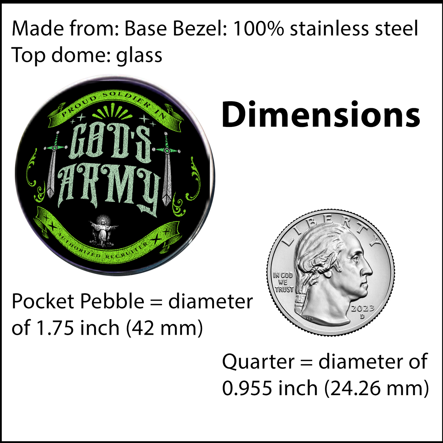 GODS ARMY-GREEN-POCKET PEBBLE