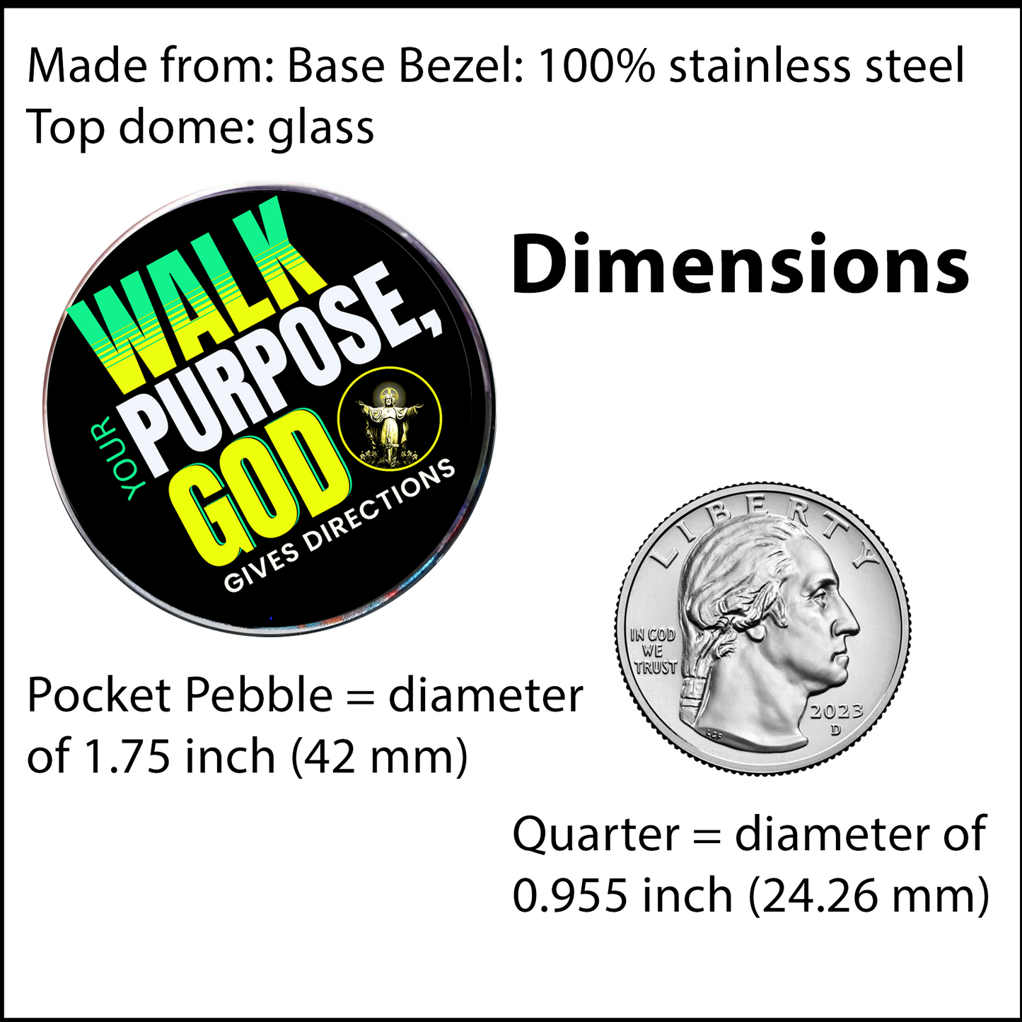 WALK YOUR PURPOSE-YELLOW-POCKET PEBBLE