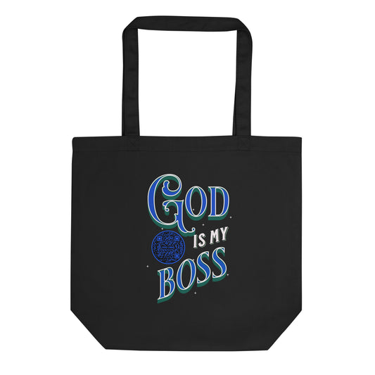 GOD IS MY BOSS-DARK BLUE-Eco Tote Bag
