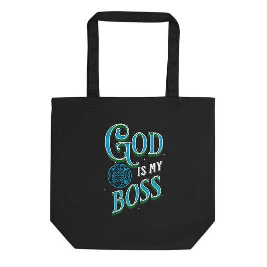 GOD IS MY BOSS-LIGHT BLUE-Eco Tote Bag