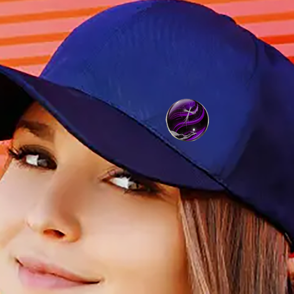 HAND AND CROSS-PURPLE-LAPEL/HAT PIN