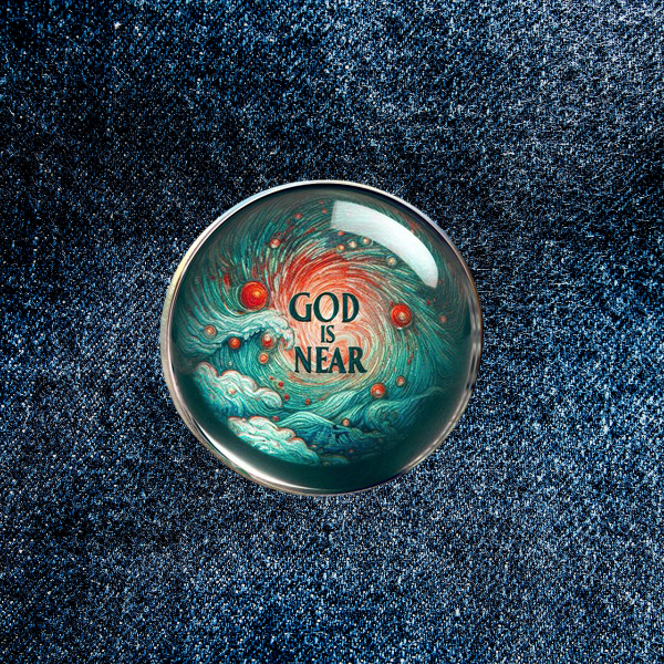 GOD IS NEAR-GREEN-LAPEL/HAT PIN