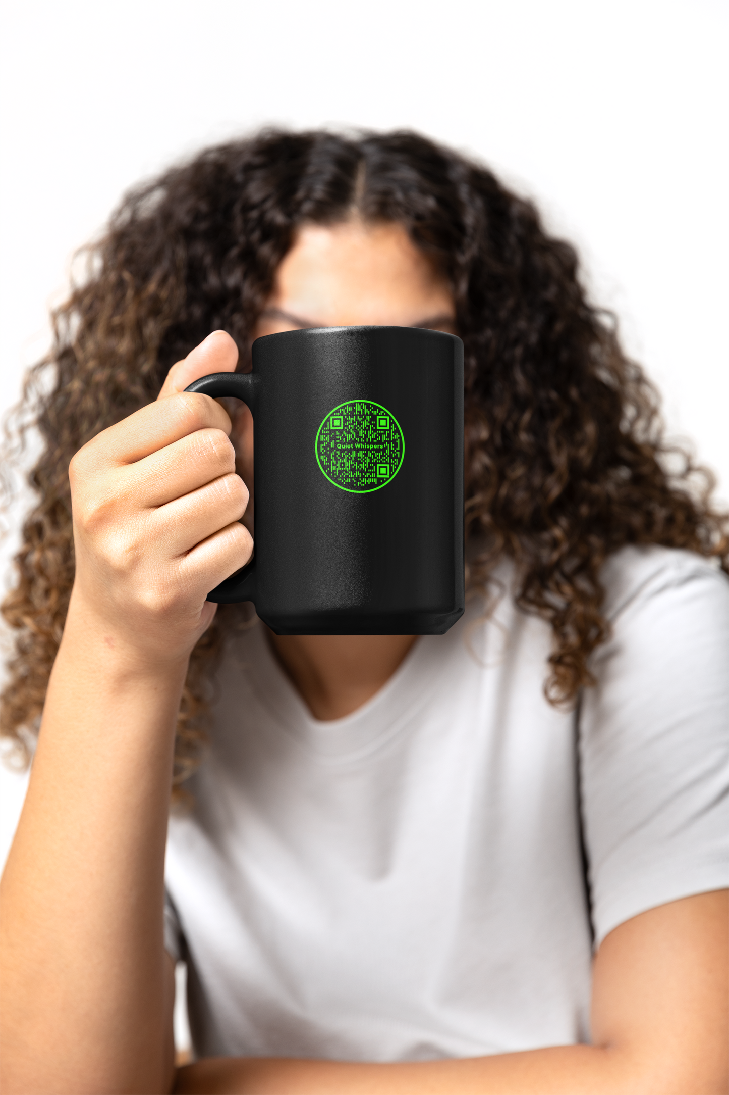 Quiet Whispers-Green on Black Glossy Mug