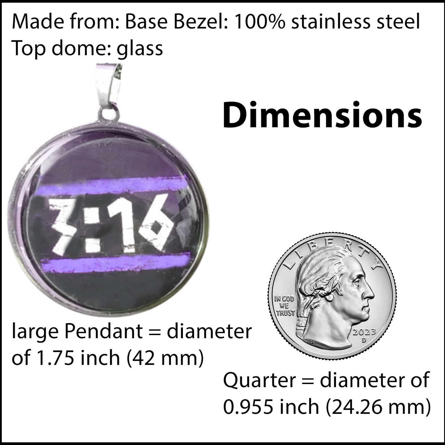 3:16-PURPLE-LARGE PENDANT