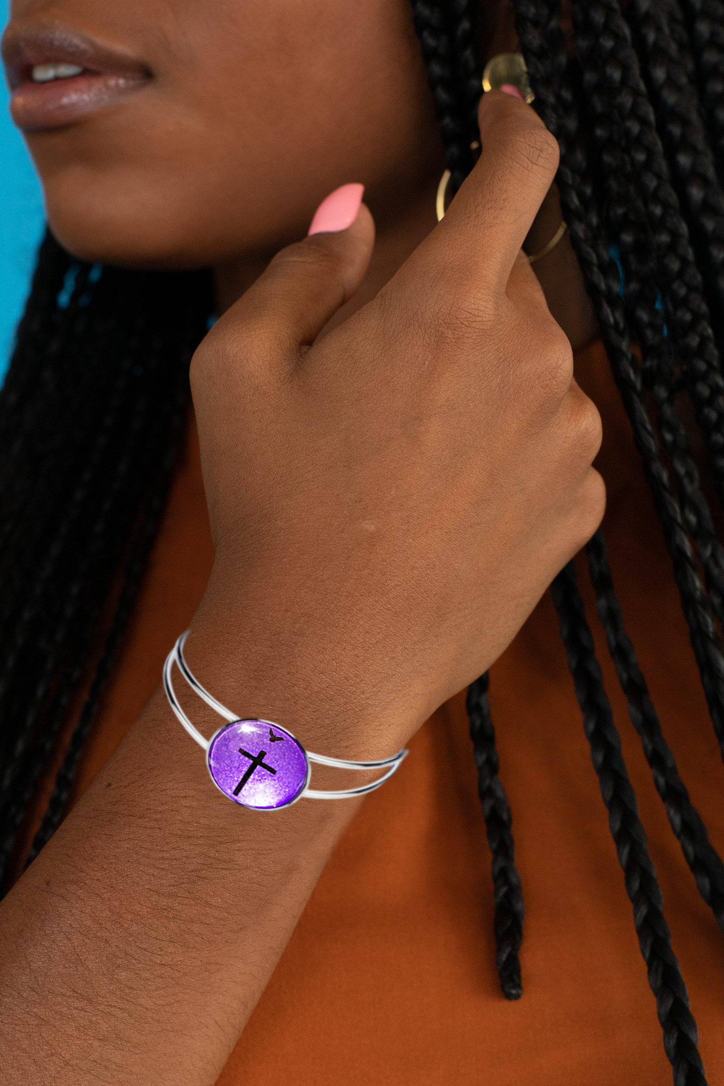 CROSS AND DOVE-PURPLE-BRACELET