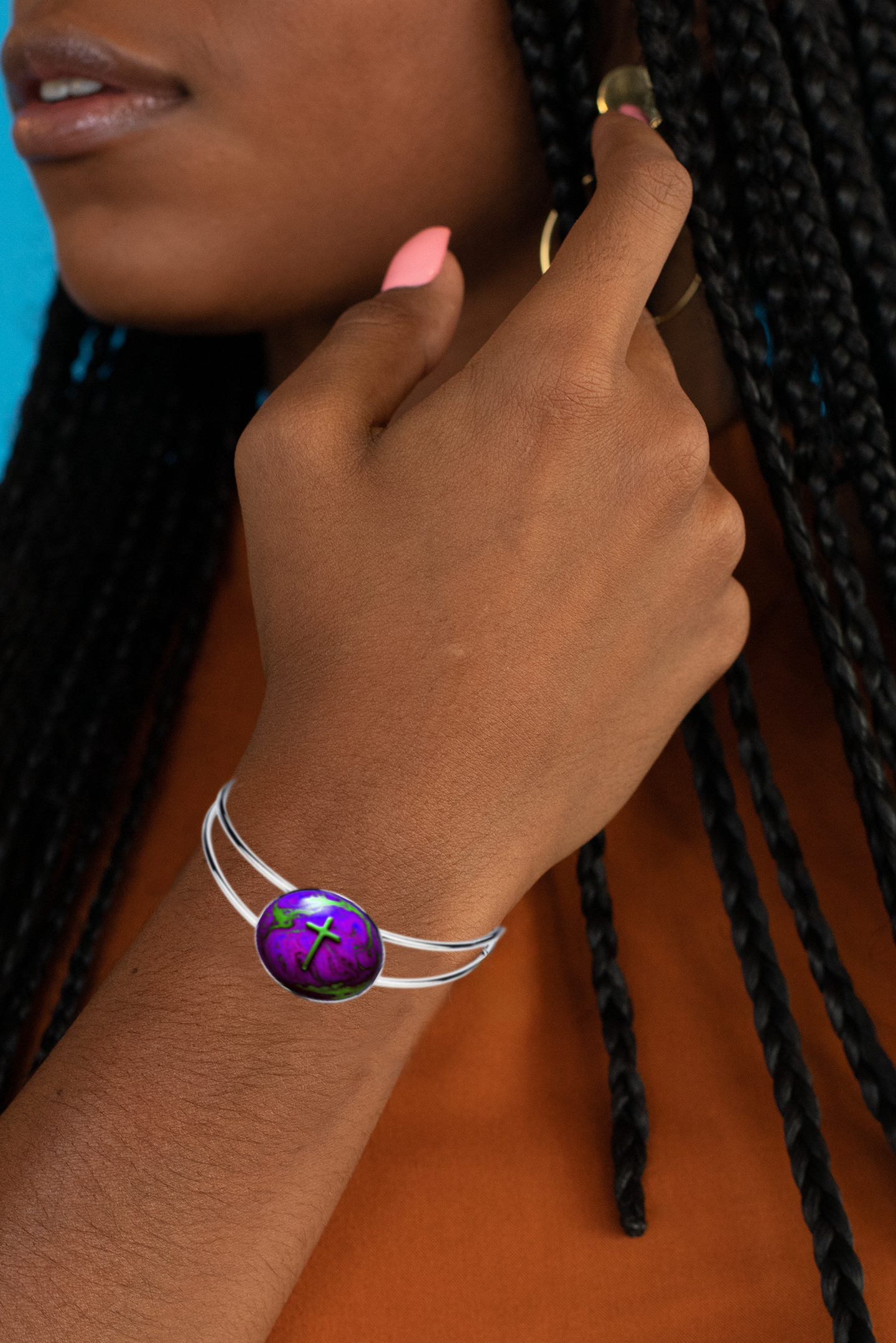 WORLD AND CROSS-PURPLE-BRACELET