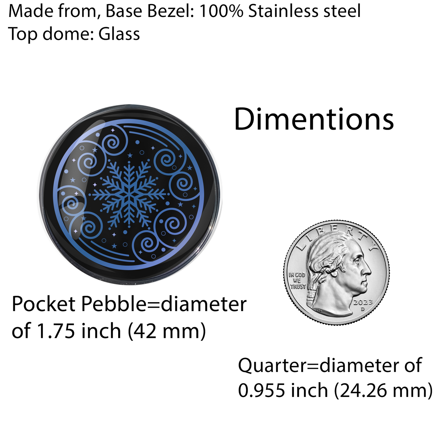 SNOWFLAKE-BLUE-CHRISTMAS-POCKET PEBBLE