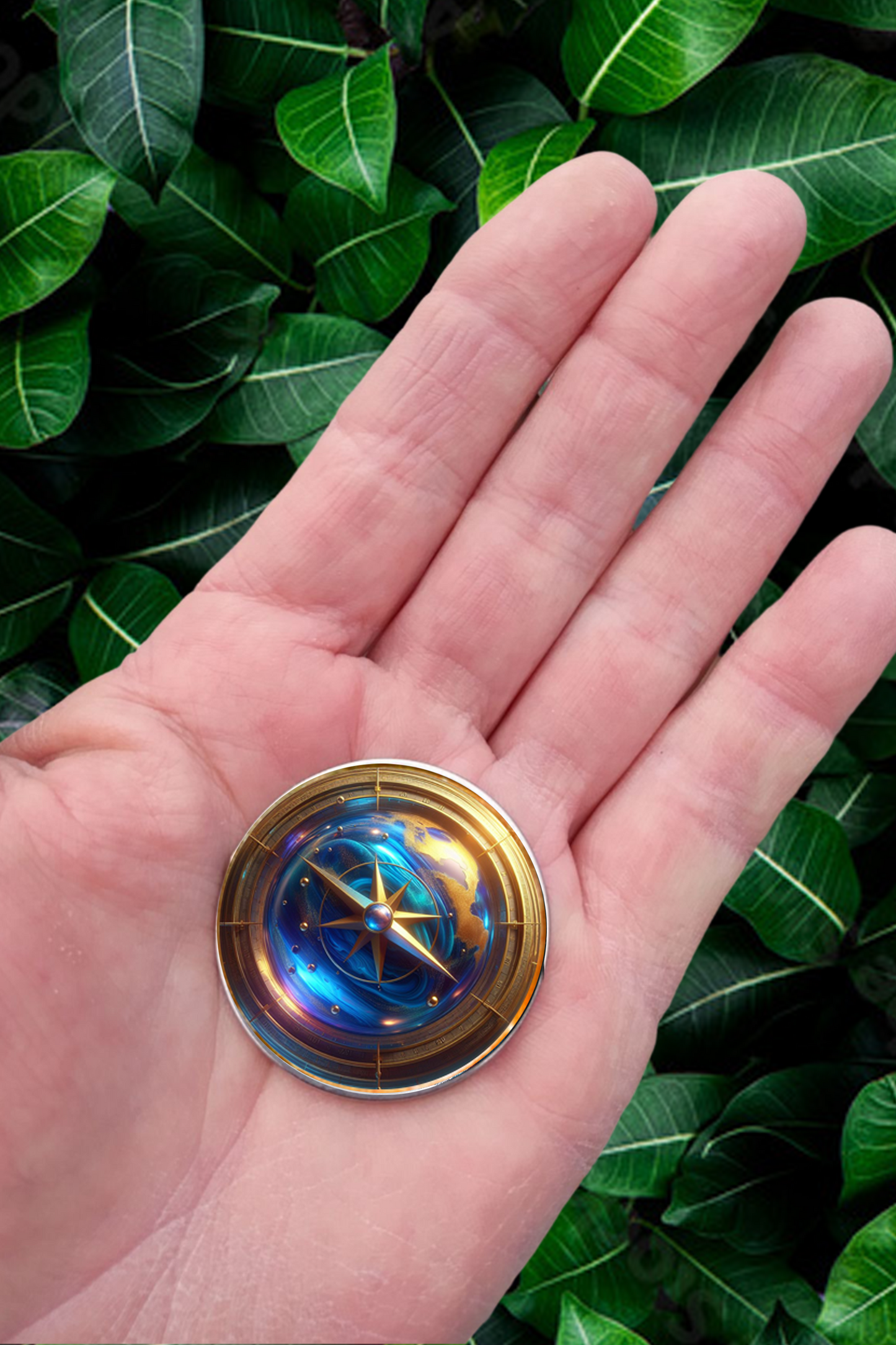 COMPASS-BLUE-POCKET PEBBLE