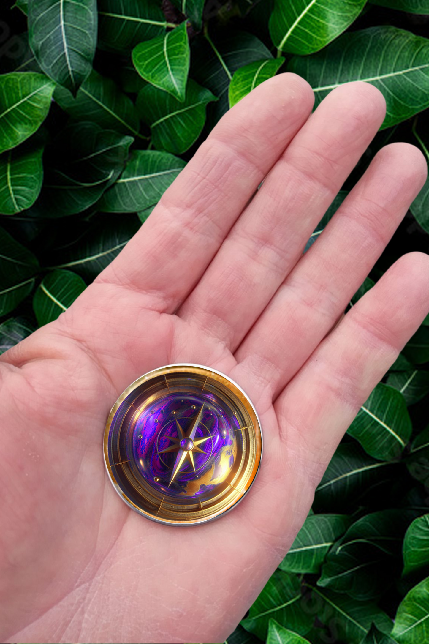 COMPASS-PURPLE-POCKET PEBBLE