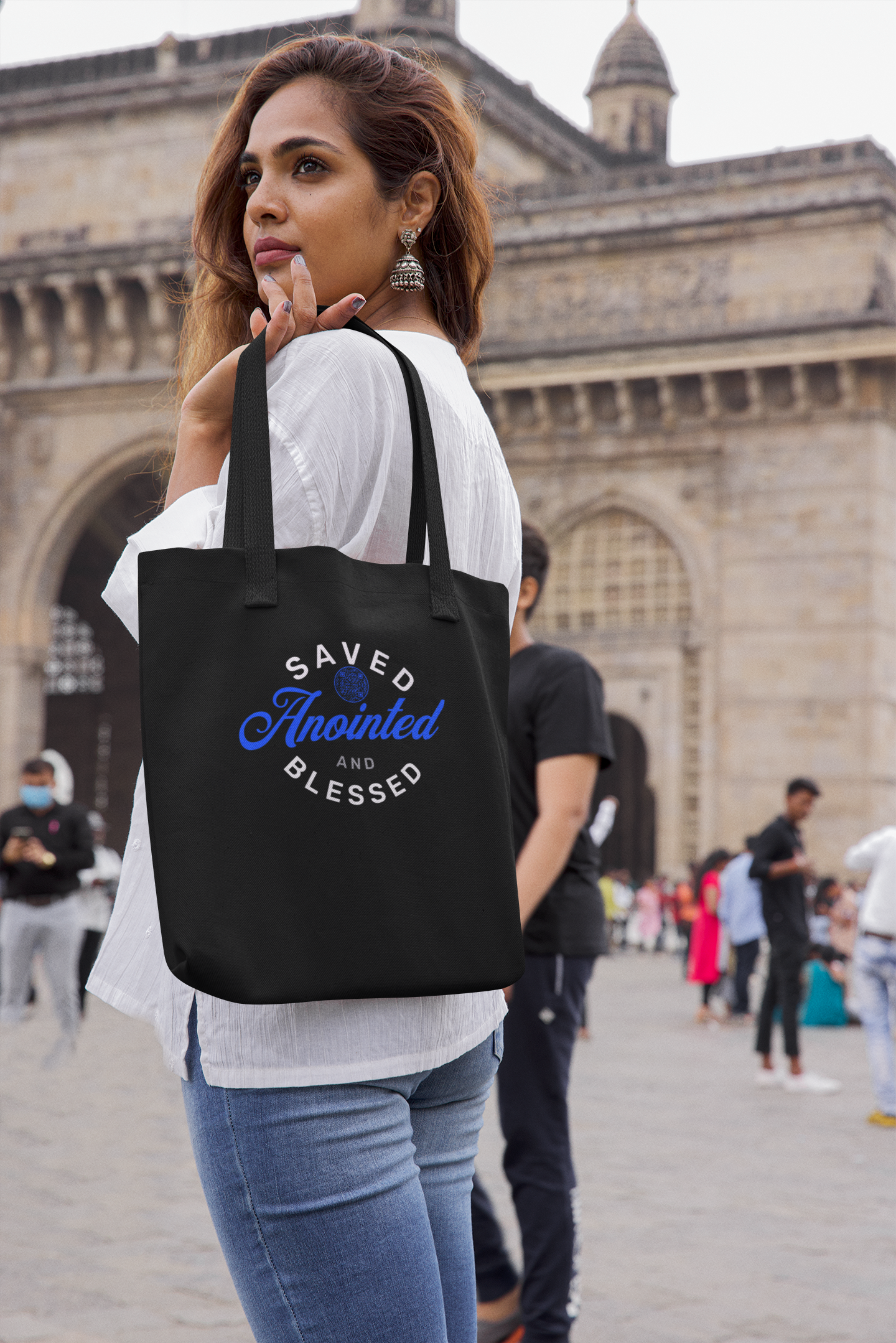 SAVED-DARK BLUE-Eco Tote Bag