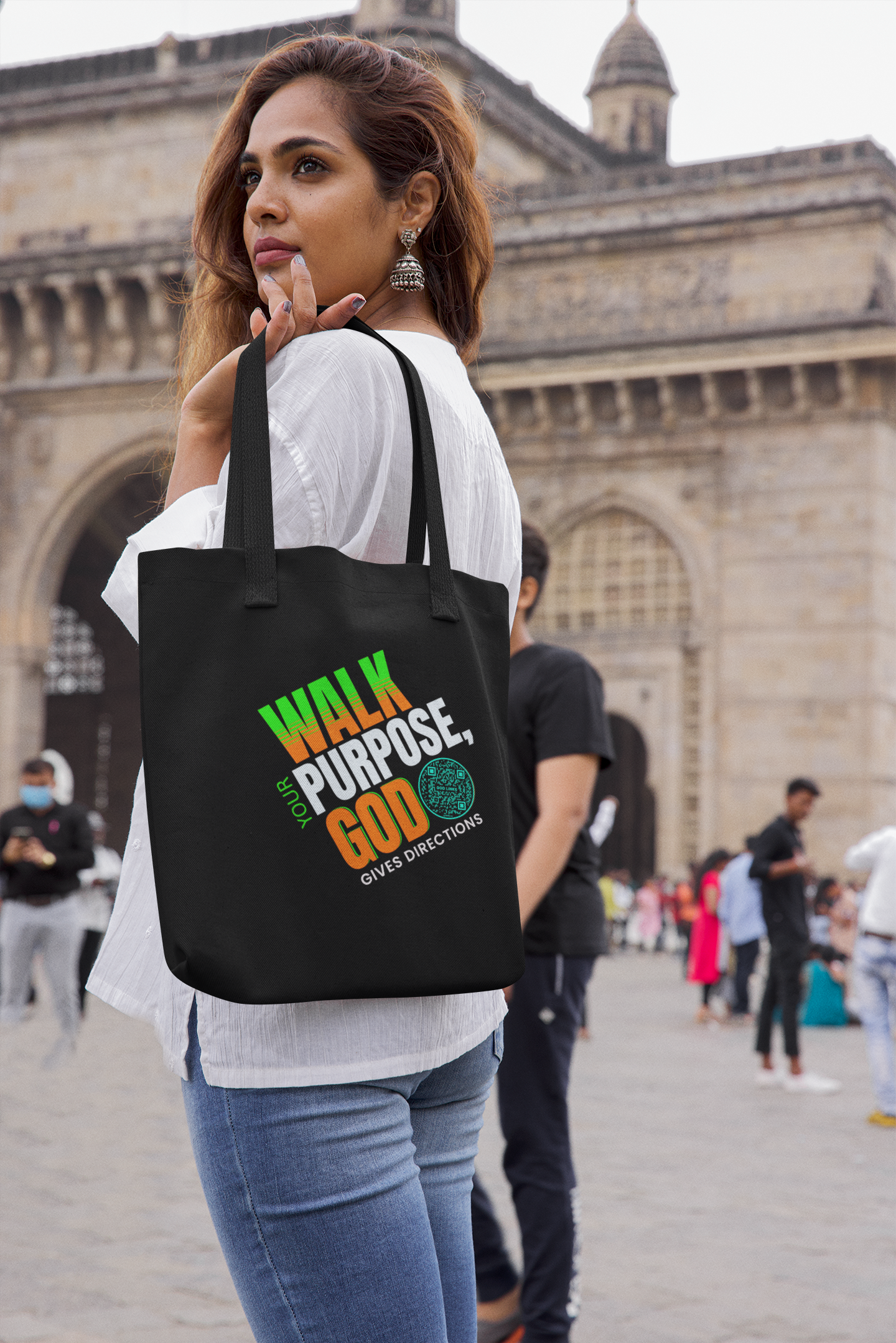 WALK YOUR PURPOSE-TEAL-Eco Tote Bag
