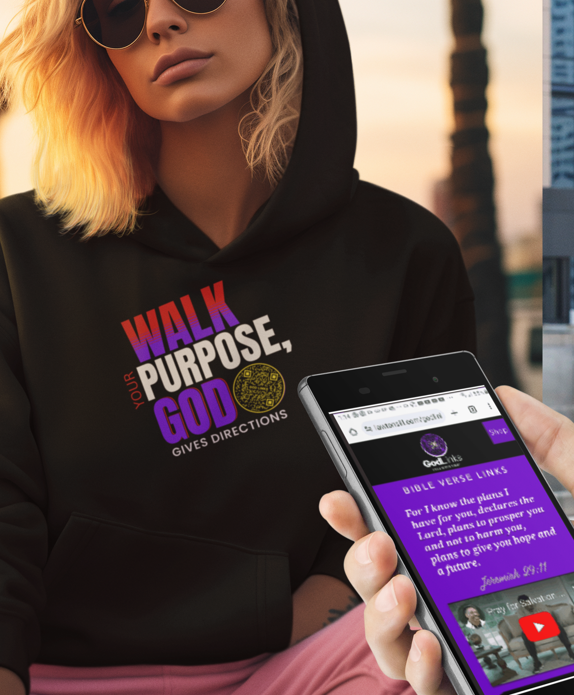 WALK YOUR PURPOSE-YELLOW-Unisex Hoodie