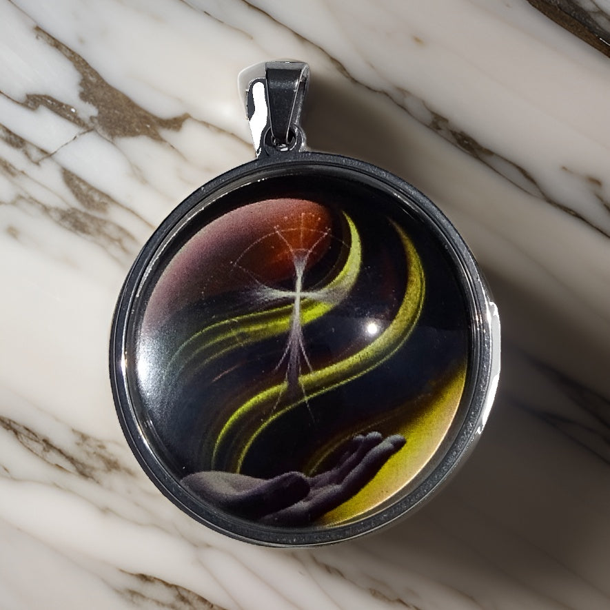 CROSS IN HAND-YELLOW-LARGE PENDANT