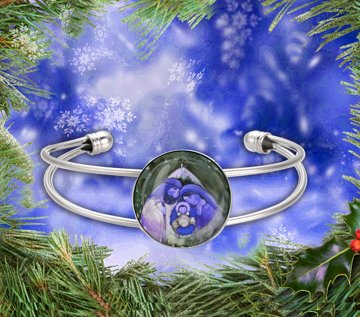 JESUS MARY JOSEPH-BLUE-CHRISTMAS BRACELET