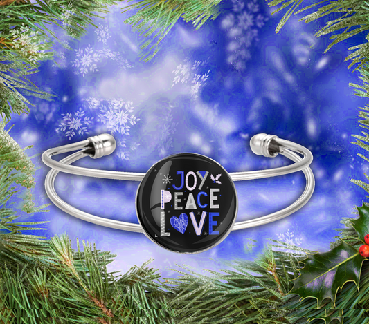 JOY PEACE LOVE-BLUE-CHRISTMAS BRACELET