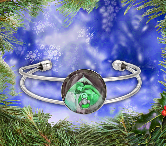 JESUS MARY JOSEPH-GREEN-CHRISTMAS BRACELET