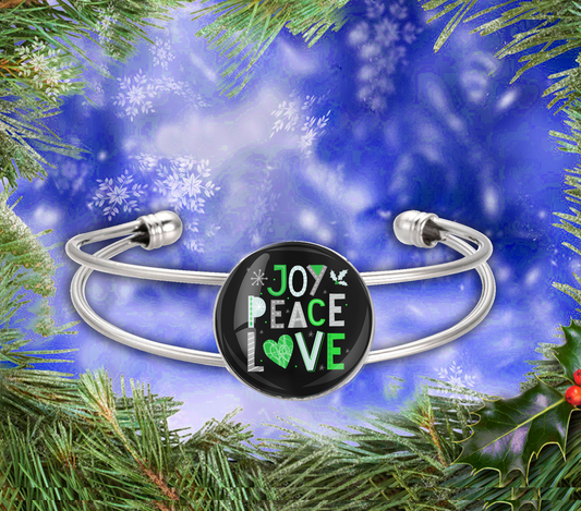 JOY PEACE LOVE-GREEN-CHRISTMAS BRACELET
