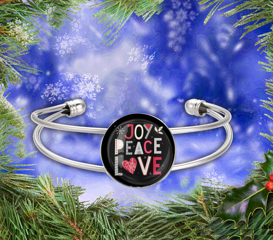 JOY PEACE LOVE-RED CHRISTMAS BRACELET
