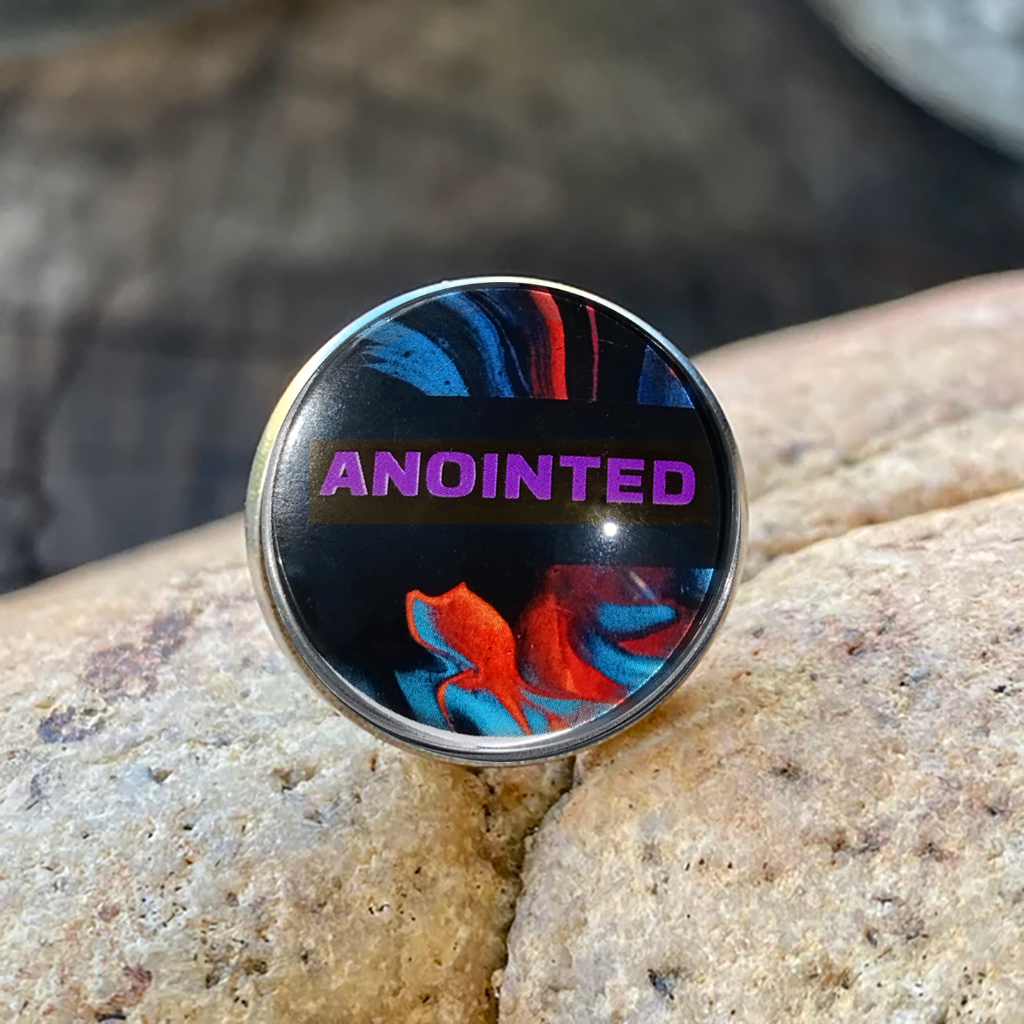 ANOINTED-PURPLE-LAPEL/HAT PIN