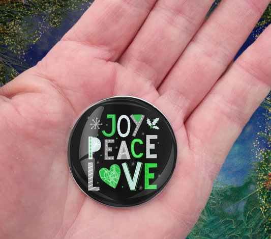 JOY PEACE LOVE-GREEN-CHRISTMAS POCKET PEBBLE
