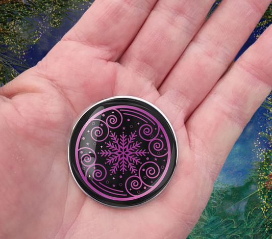 SNOWFLAKE-PINK-CHRISTMAS-POCKET PEBBLE