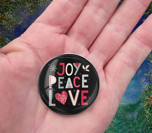 JOY PEACE LOVE- RED-CHRISTMAS POCKET PEBBLE