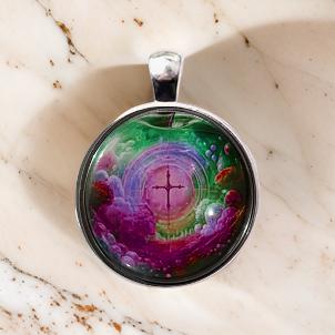 CROSS IN APPLE-PINK-SMALL PENDANT