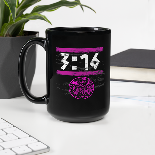 3:16PINK-15oz Black Glossy Mug