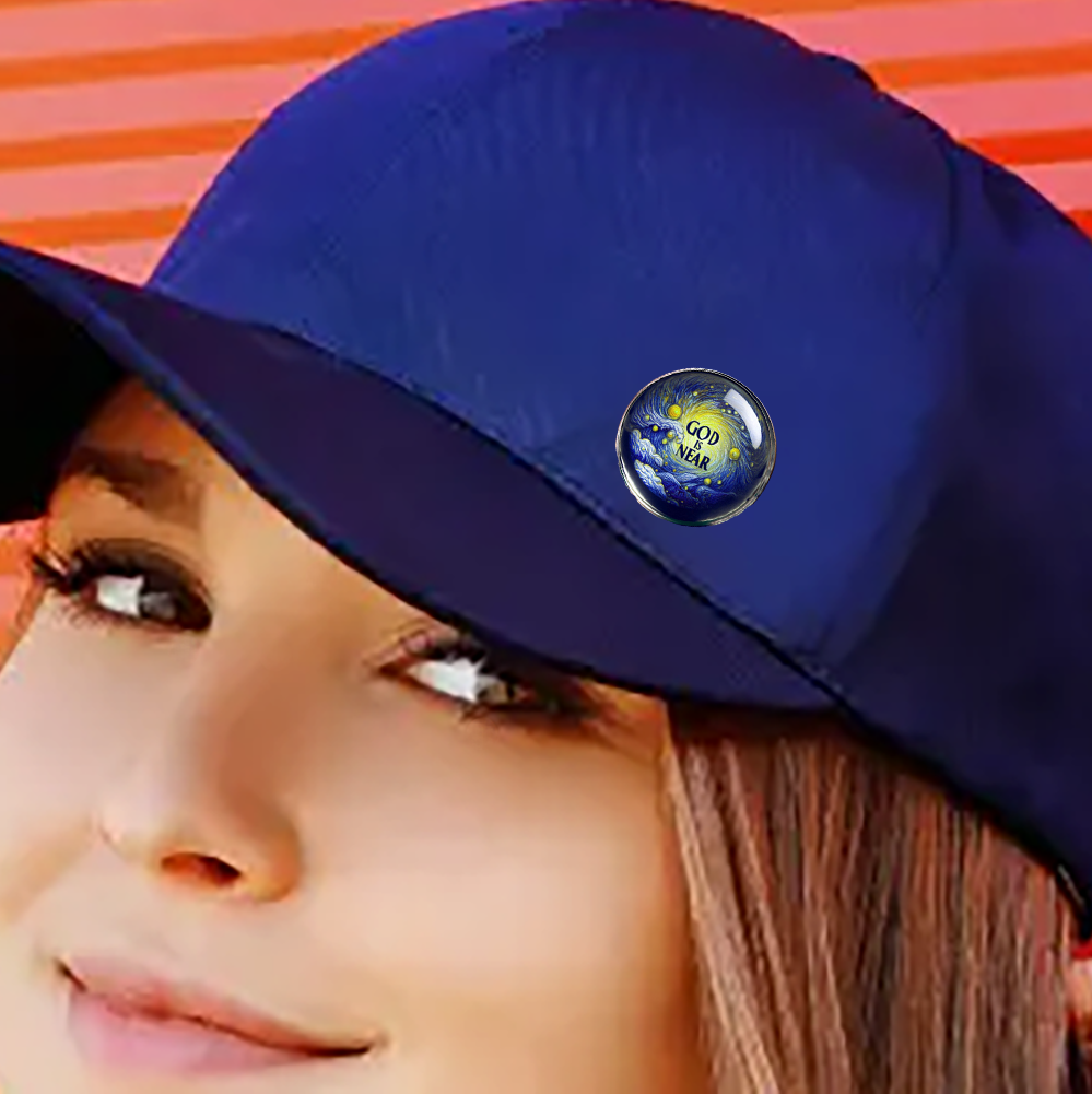 GOD IS NEAR-BLUE-LAPEL/HAT PIN