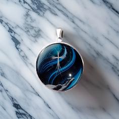 CROSS IN HAND-DARK BLUE-LARGE PENDANT