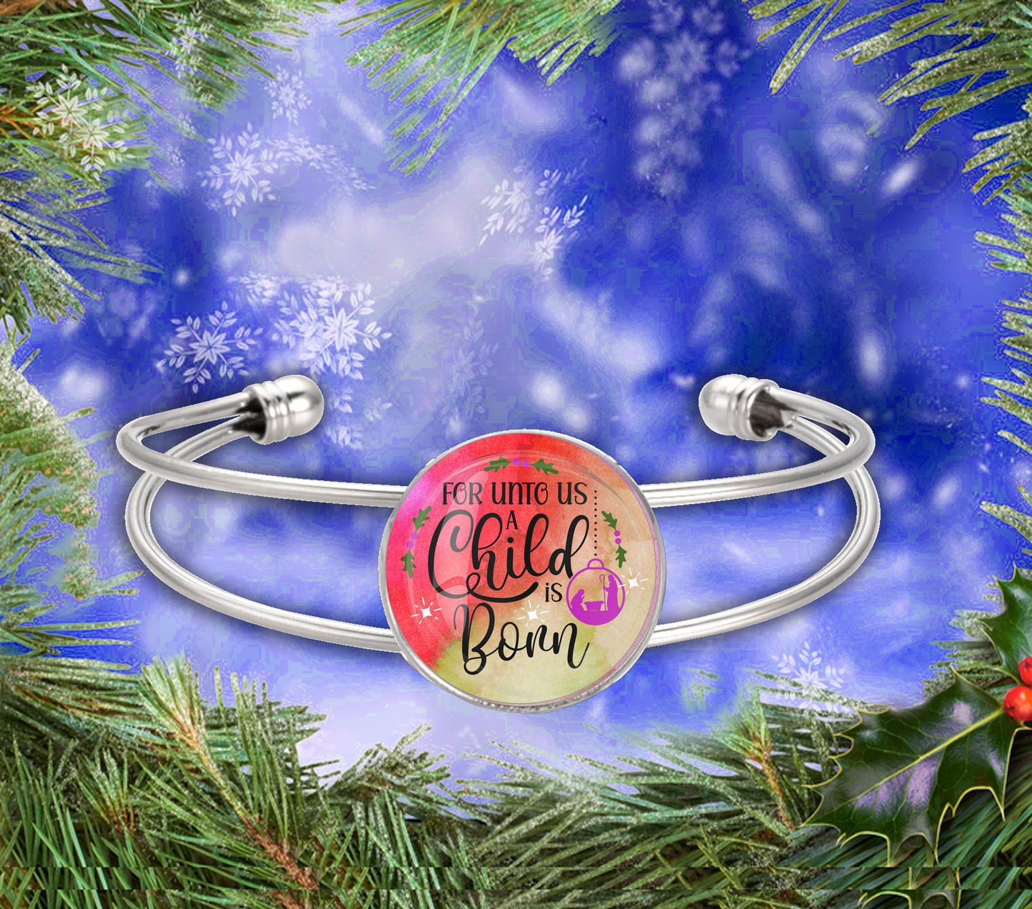 A CHILD IS BORN-RED-CHRISTMAS BRACELET
