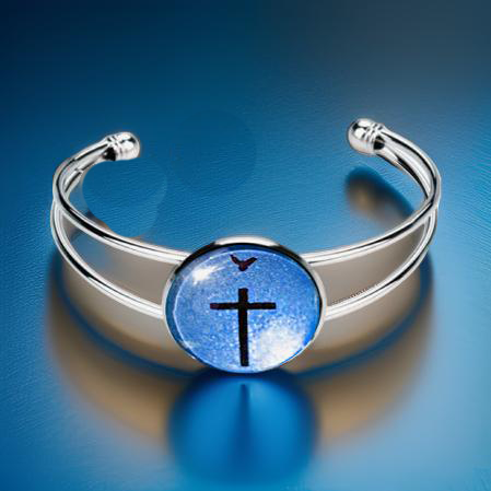 CROSS AND DOVE-LIGHT BLUE- BRACELETS