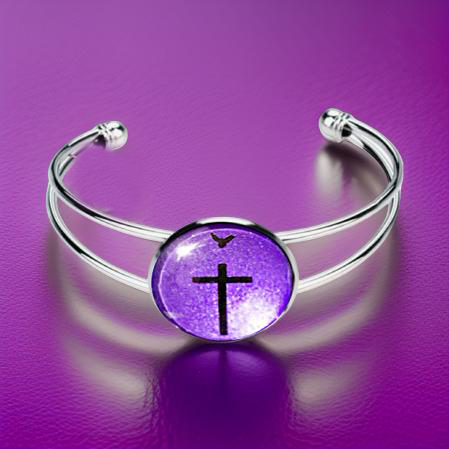 CROSS AND DOVE-PURPLE-BRACELET
