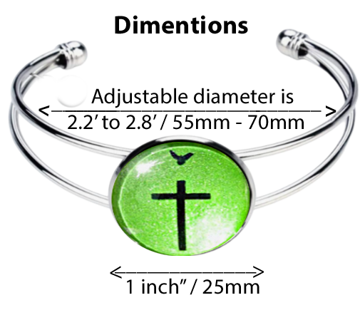 CROSS AND DOVE-GREEN-BRACELET