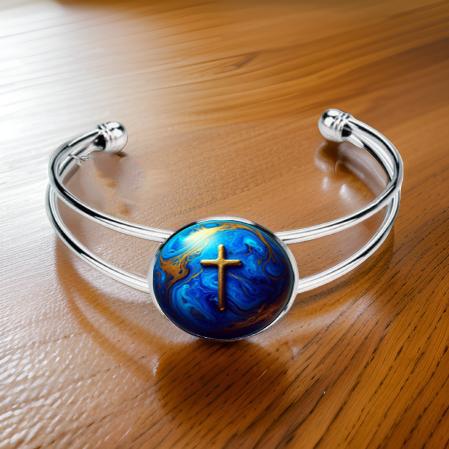 WORLD AND CROSS-BLUE-BRACELET
