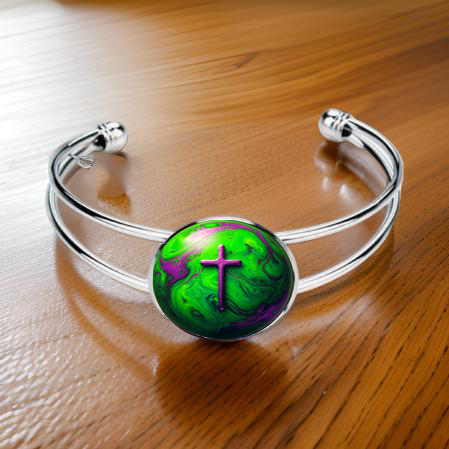 WORLD AND CROSS-GREEN-BRACELET
