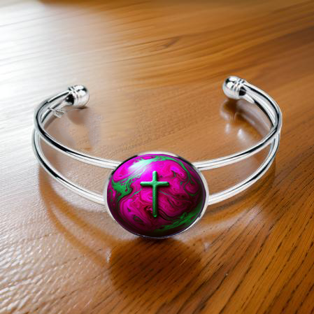 WORLD AND CROSS-PINK-BRACELET