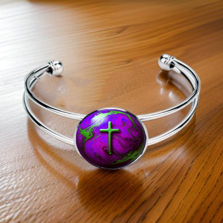 WORLD AND CROSS-PURPLE-BRACELET