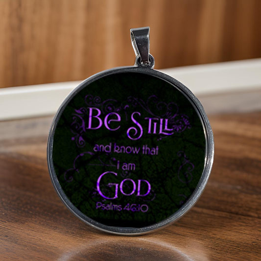 BE STILL-PURPLE-LARGE PENDANT