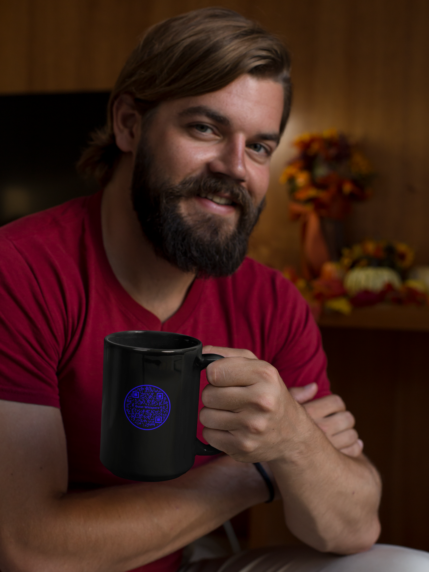 Quiet Whispers-Dark Blue on Black Glossy Mug