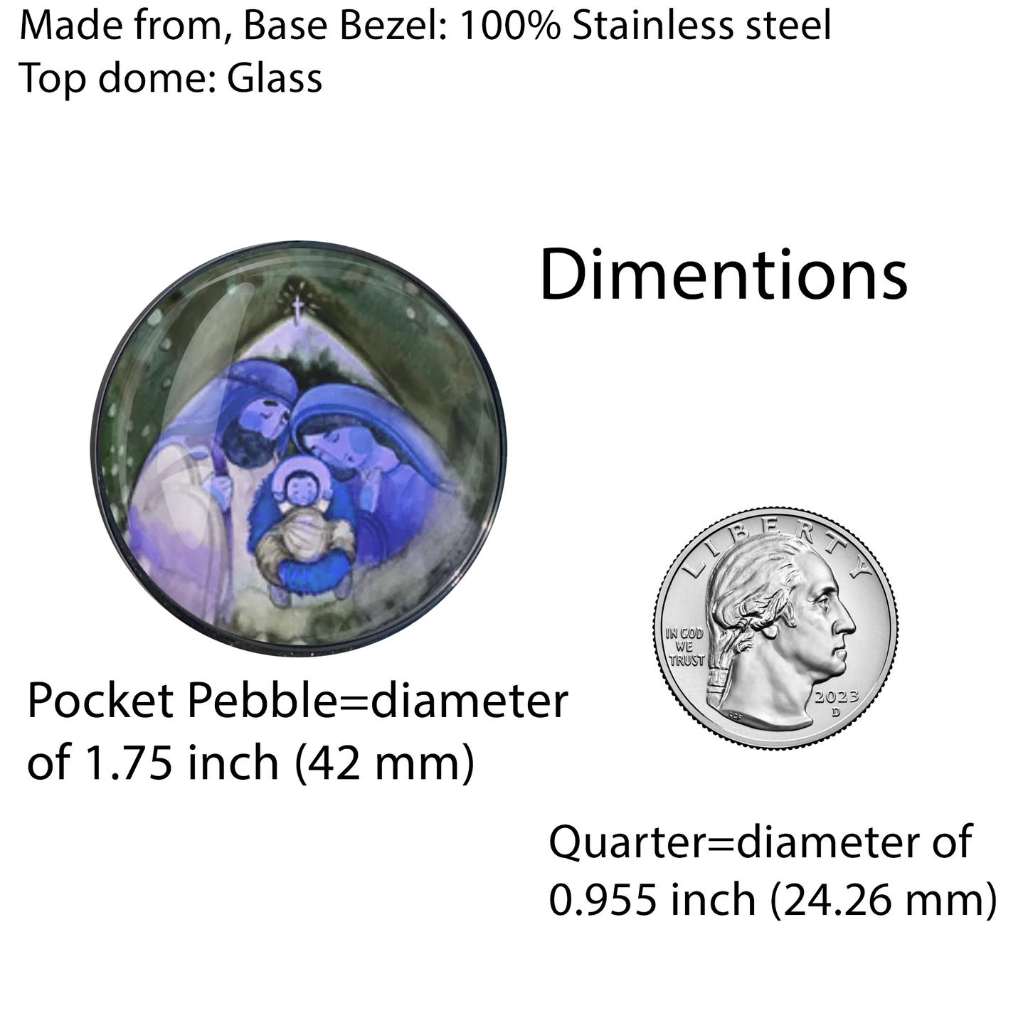 JESUS MARY JOSEPH-BLUE-CHRISTMAS-POCKET PEBBLE