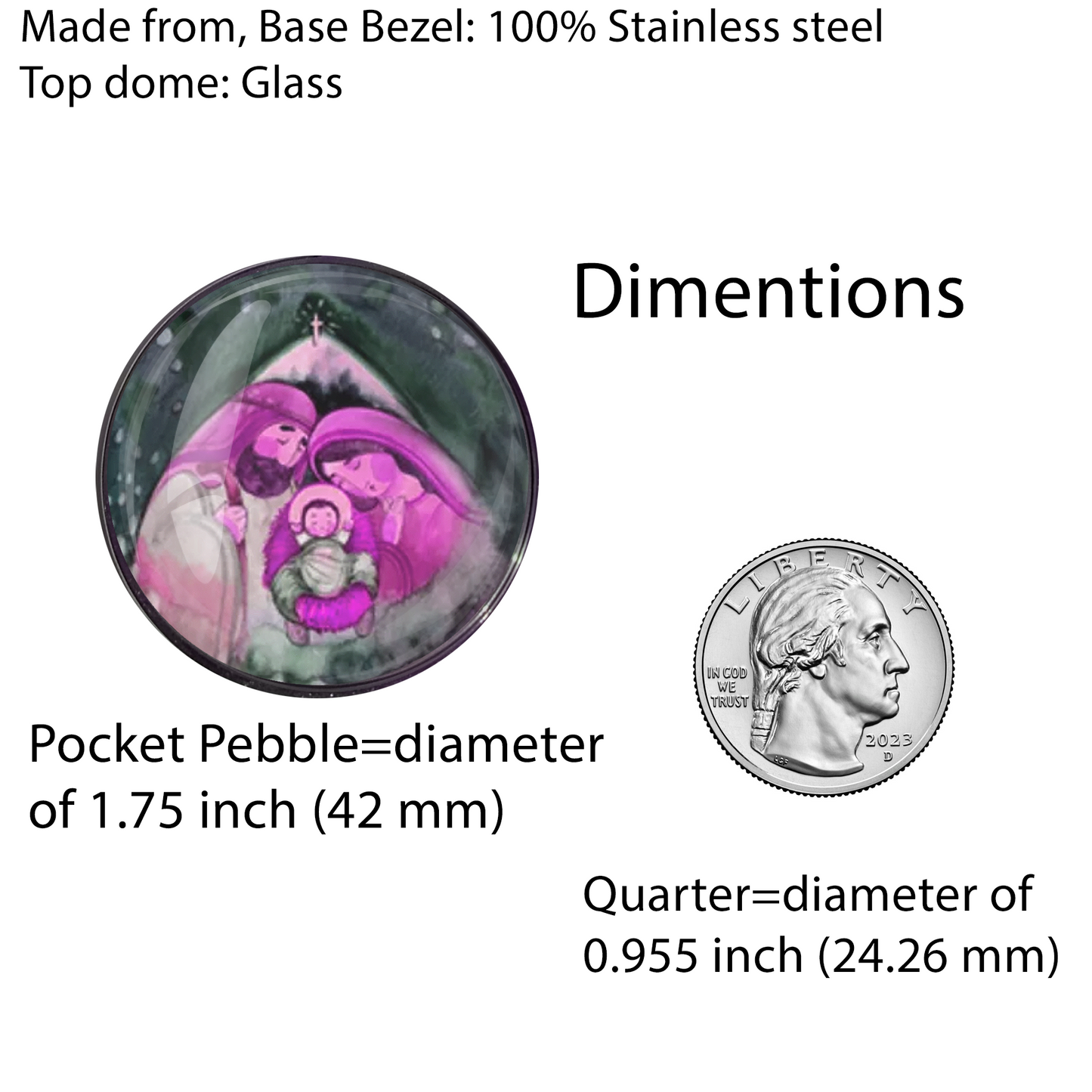 JESUS MARY JOSEPH-PINK-CHRISTMAS POCKET PEBBLE