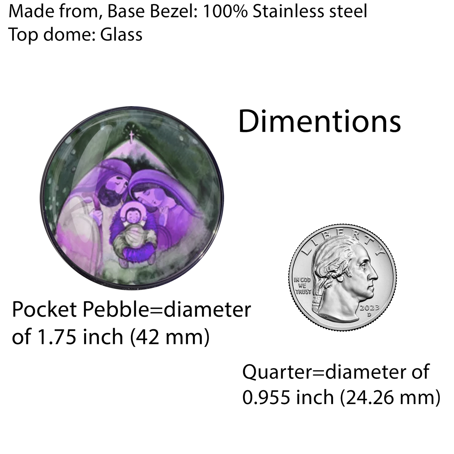 JESUS MARY JOSEPH-PURPLE-CHRISTMAS POCKET PEBBLE