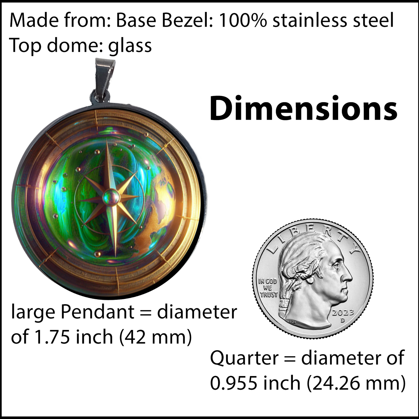 COMPASS-GREEN-LARGE PENDANT